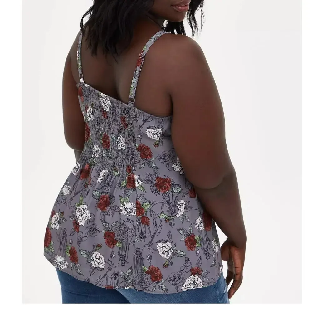 Torrid 2 (2X 18/20) Disney Villains Roses Fit N Flare Georgette Cami Tank Top‎